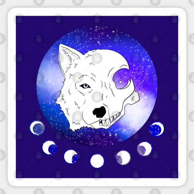 Wolf Moon Moonphases Wolf Skull Sticker by SupernovaAda